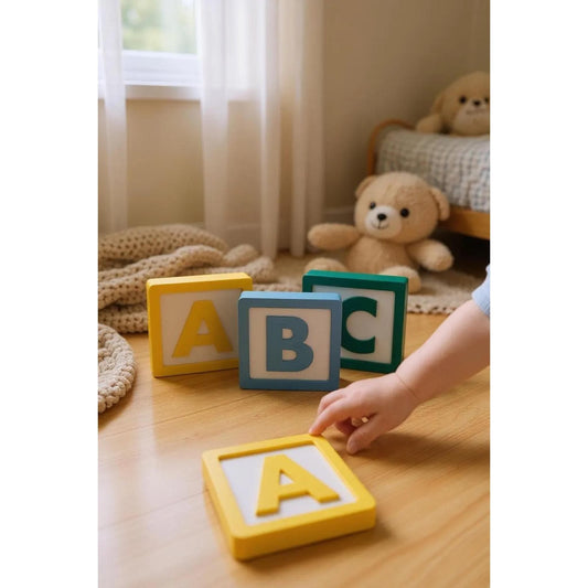 Montessori ABC Blocks Handmade Alphabet Toys & Nursery Decor, Educational Kids Room Letters, Baby Shower Gift Idea