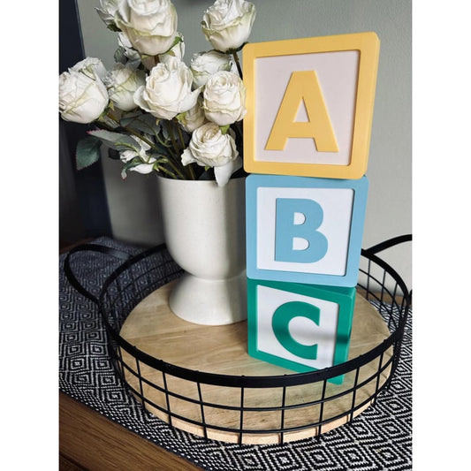 ABC Blocks Nursery Room Decor, Kids Alphabet Letter Blocks, Handmade Baby Gift