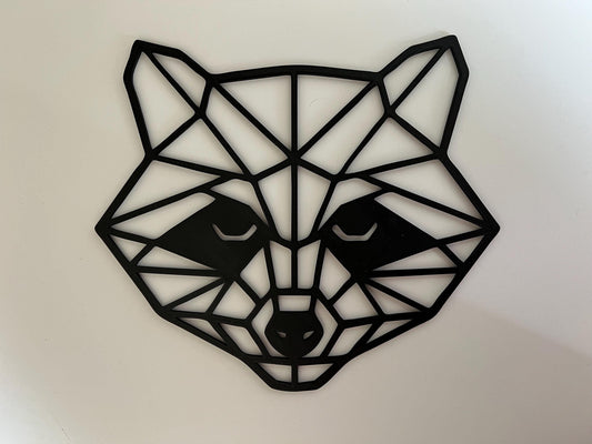 Geometric Raccoon Wall Art: 3D Printed Animal Decor