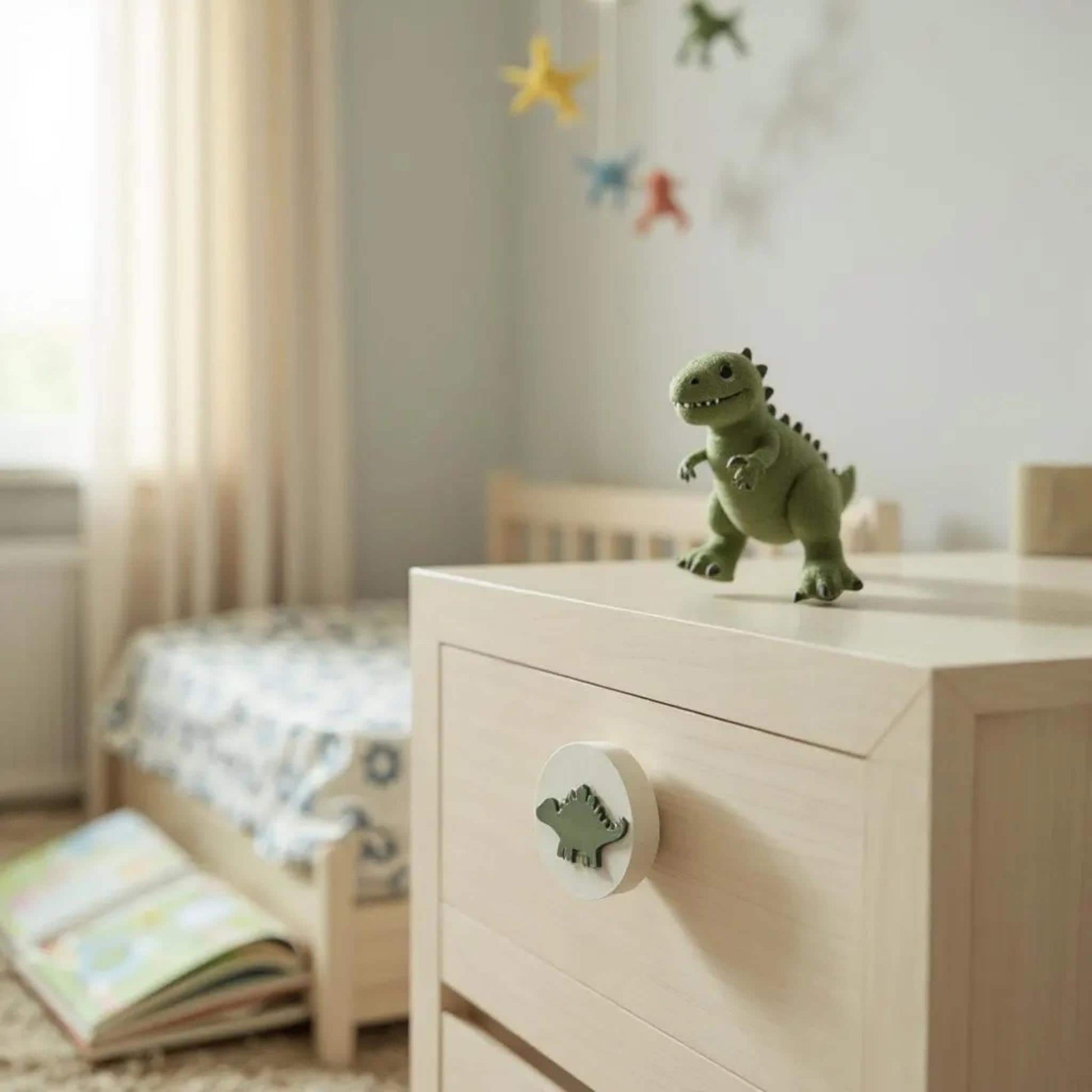 Dinosaur Drawer Pulls – Fun 3D Printed Dino Knobs for Kids’ Room Furniture & Nursery Decor