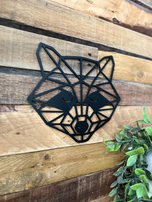 Geometric Raccoon Wall Art – Modern 3D Printed Animal Decor for Living Room & Nursery Home Decoration