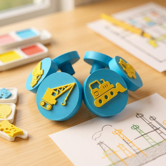 Construction Cars Vehicle Drawer Pulls – 6 designs | Blue & Yellow Dresser Knobs | Boys Room Hardware | Nursery Drawer Handles