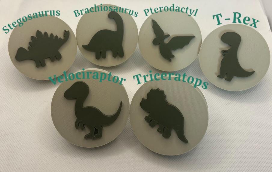 Dinosaur Drawer Pulls – Fun 3D Printed Dino Knobs for Kids’ Room Furniture & Nursery Decor