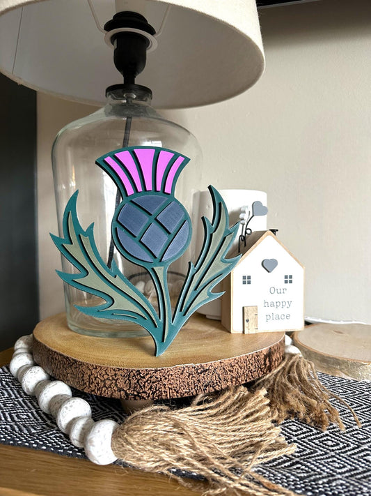 Thistle Wall Art – 3D Printed Layered Plaque | Celtic Flower Design | Floral Home Decor