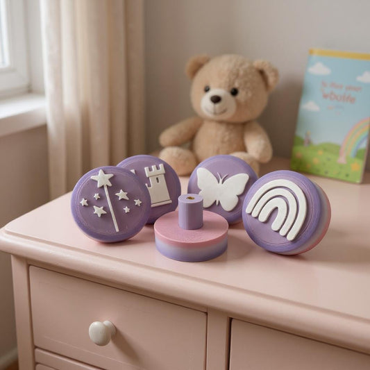 Magical Princess Drawer Pulls – 3D Printed Gradient PLA Knobs (Set of 6)