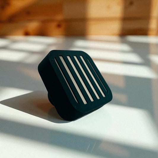 Modern Retro Two-Tone 3D Printed Drawer Pull – Teal & Beige Slatted Design, Geometric Cabinet Handle, Minimalist Hardware