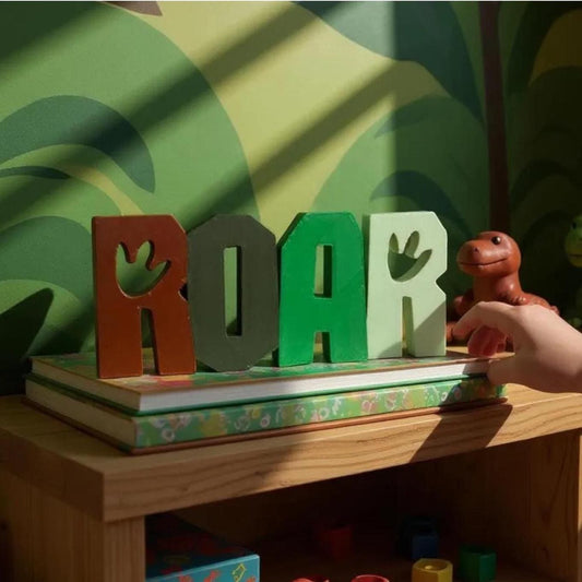 Dinosaur Footprint 3D Printed Shelf Decor for Kids Room, Nursery & Playroom Wall Sign – Roar Dinosaur Theme
