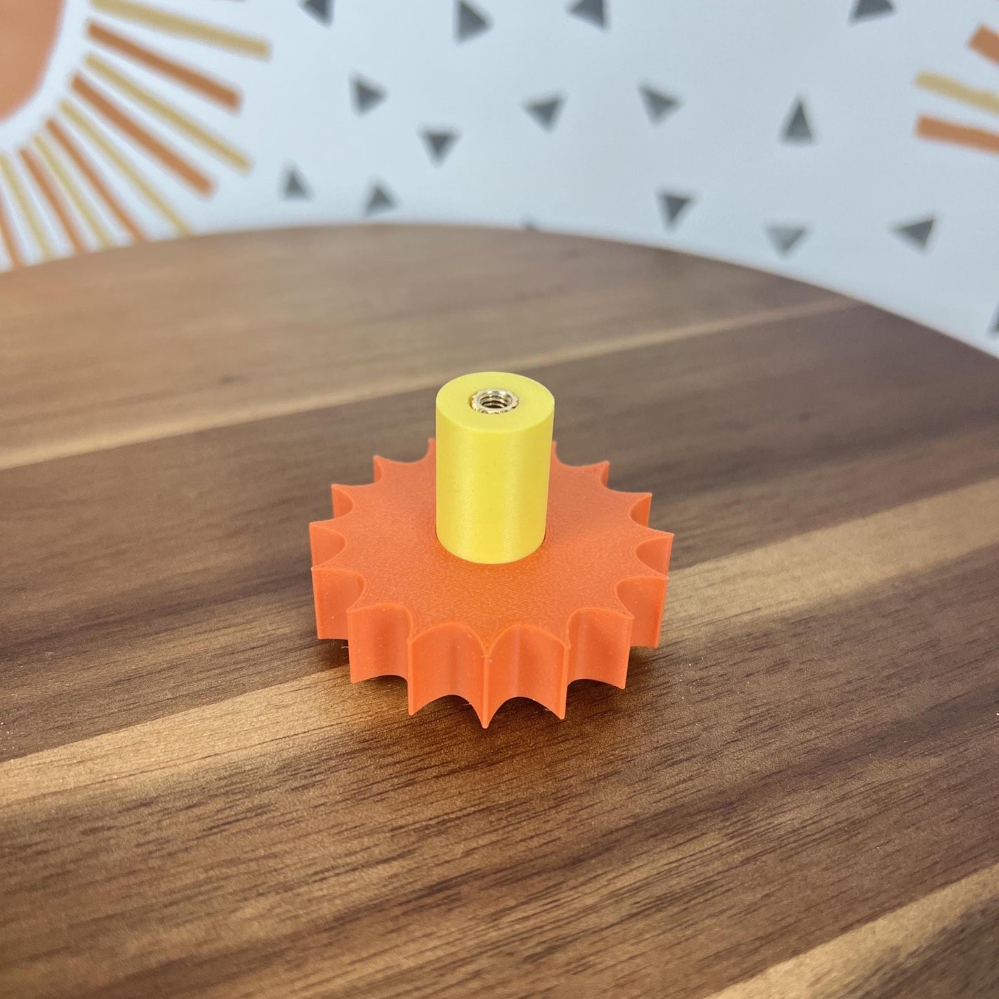 3D Printed Sunshine Drawer Knob: Yellow & Orange PLA Kids Decor