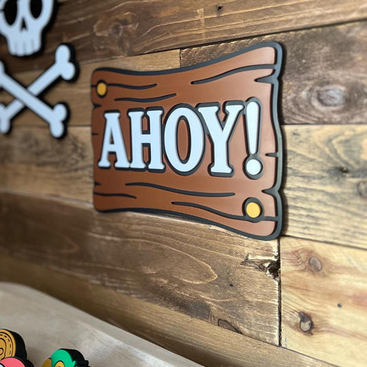 Pirate Ship Wall Sign - Fun 3D Printed Decor for Kids&#39; Rooms and Playrooms