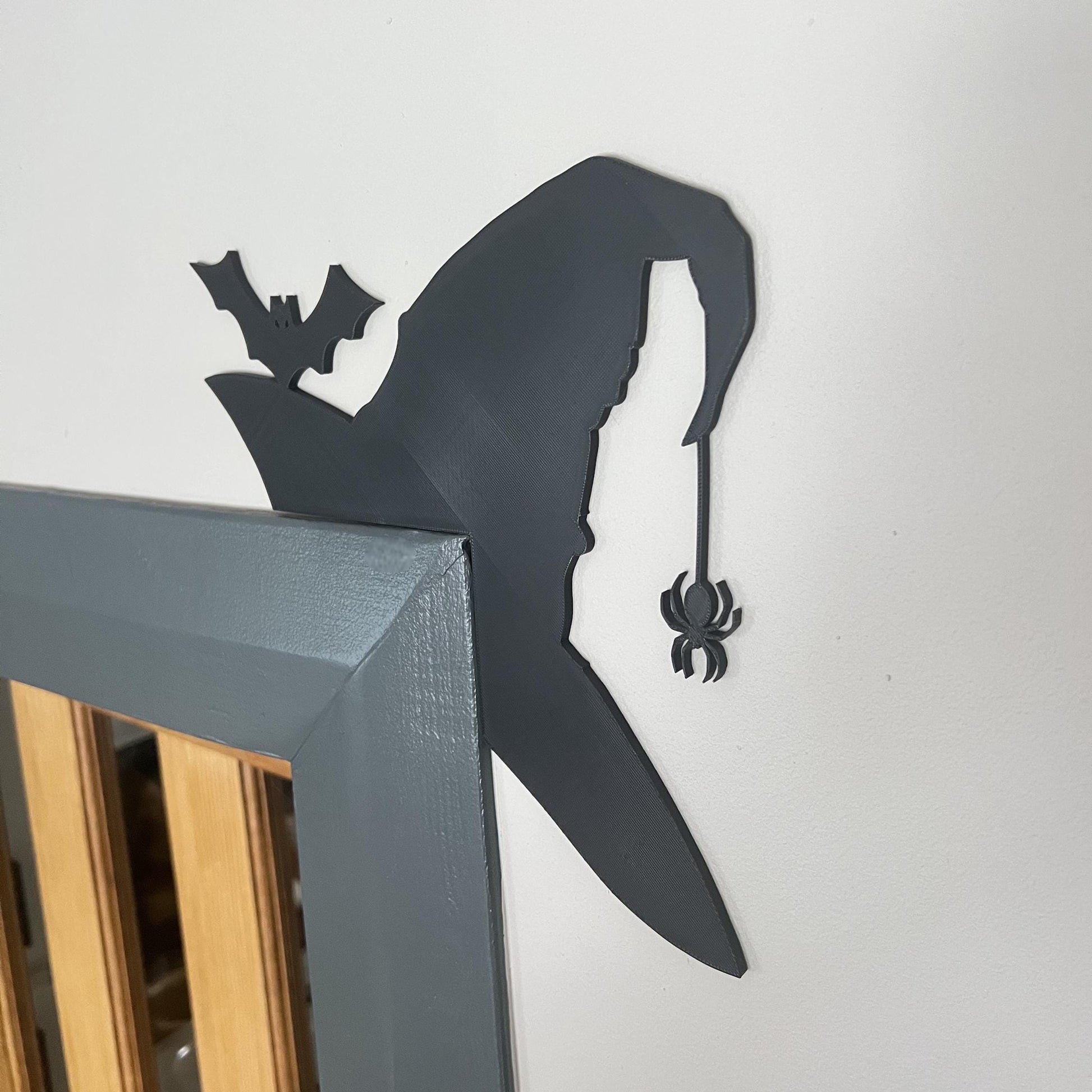 Witch Hat Door Corner with Bat and Spider – Halloween Wall Decor Door Trim Topper