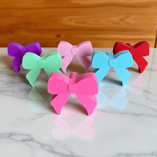Colorful Bow Drawer Pulls – 3D Printed Handles for Dressers & Cabinets | Cute Bow Knobs for Kids Room, Nursery, or Playroom Furniture
