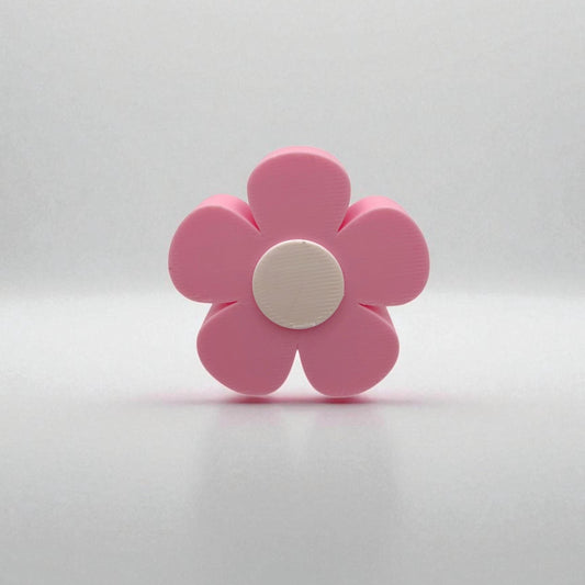 Pink Flower Whimsical Drawer Pull – Kids Room Dresser Knob, Cute Floral Cabinet Handle