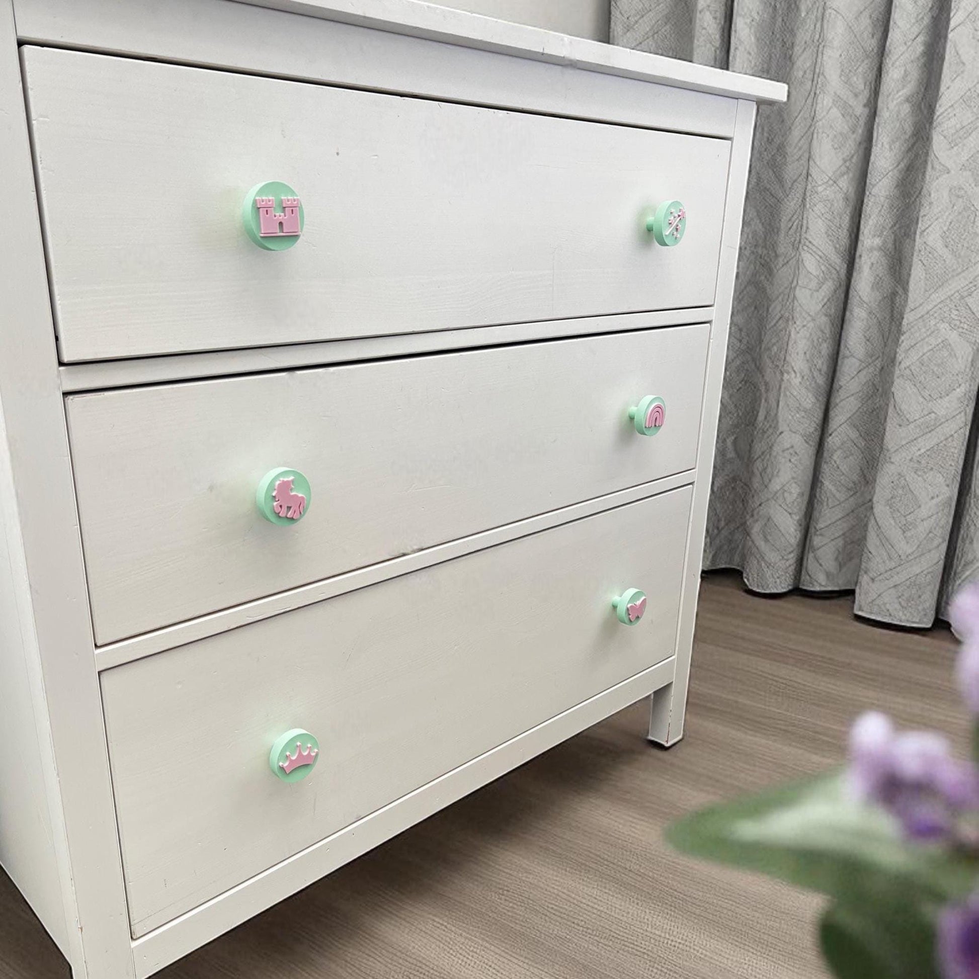Princess Castle Drawer Knobs – 3D Printed Pastel Dresser Pulls | Kids Room & Nursery Furniture Handles