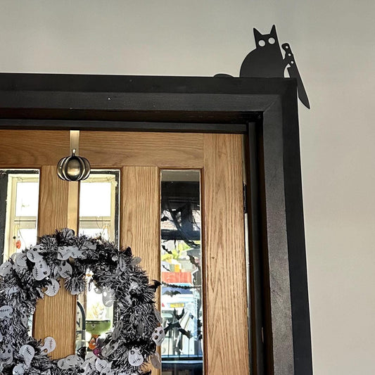 Spooky 3D Printed Cat Halloween Door Trim Topper - Unique Home Decor for Festive Season