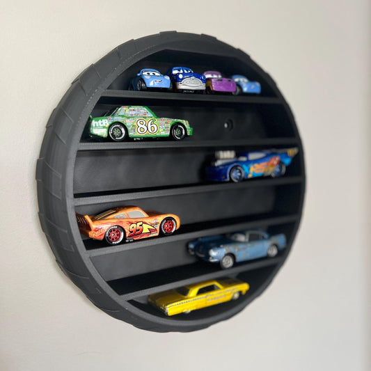 Tyre-Shaped Display Shelf: 3D Printed Wall-Mounted Organizer for Diecast Cars