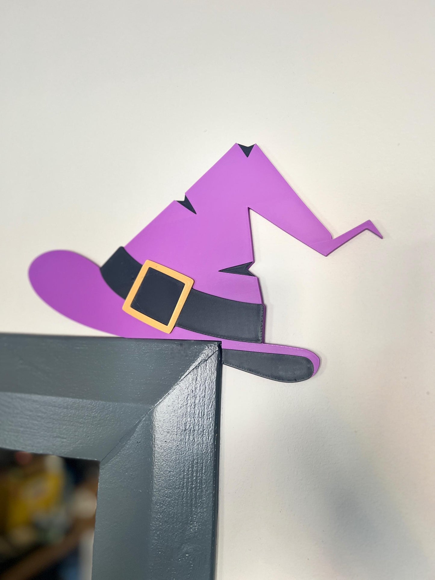 Whimsical Purple Witch Hat Door Trim Decoration – Halloween Home Decor