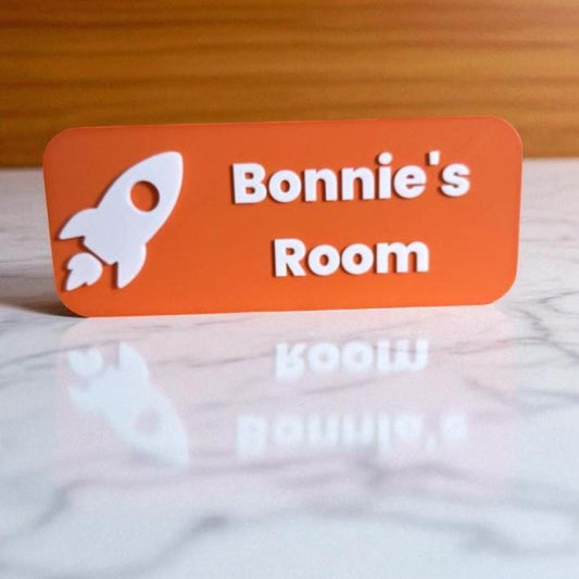 Personalized Rocket Door Sign: 3D Printed Space Theme Decor