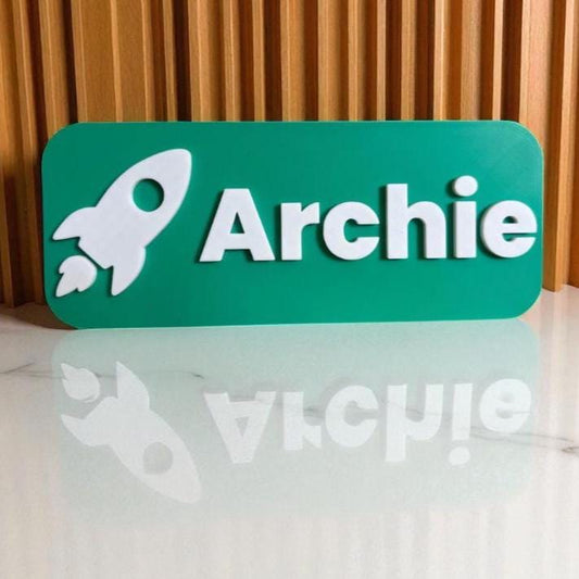Personalized Rocket Door Sign: 3D Printed Space Theme Decor