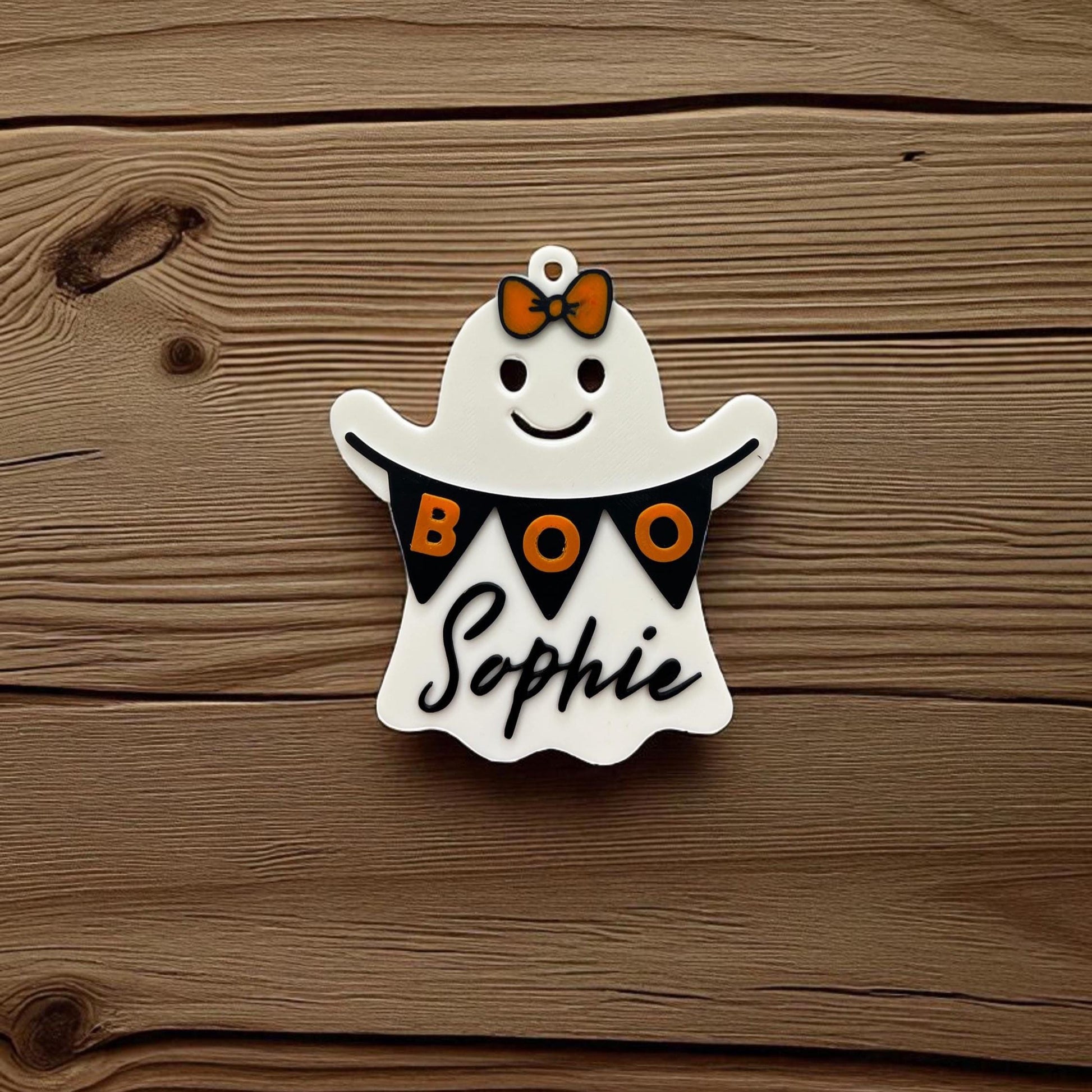 Personalised Halloween Ghost Boo Basket Tag – Custom Boo Bag Name Tag – Trick or Treat Bucket Label – Kids Halloween Decoration