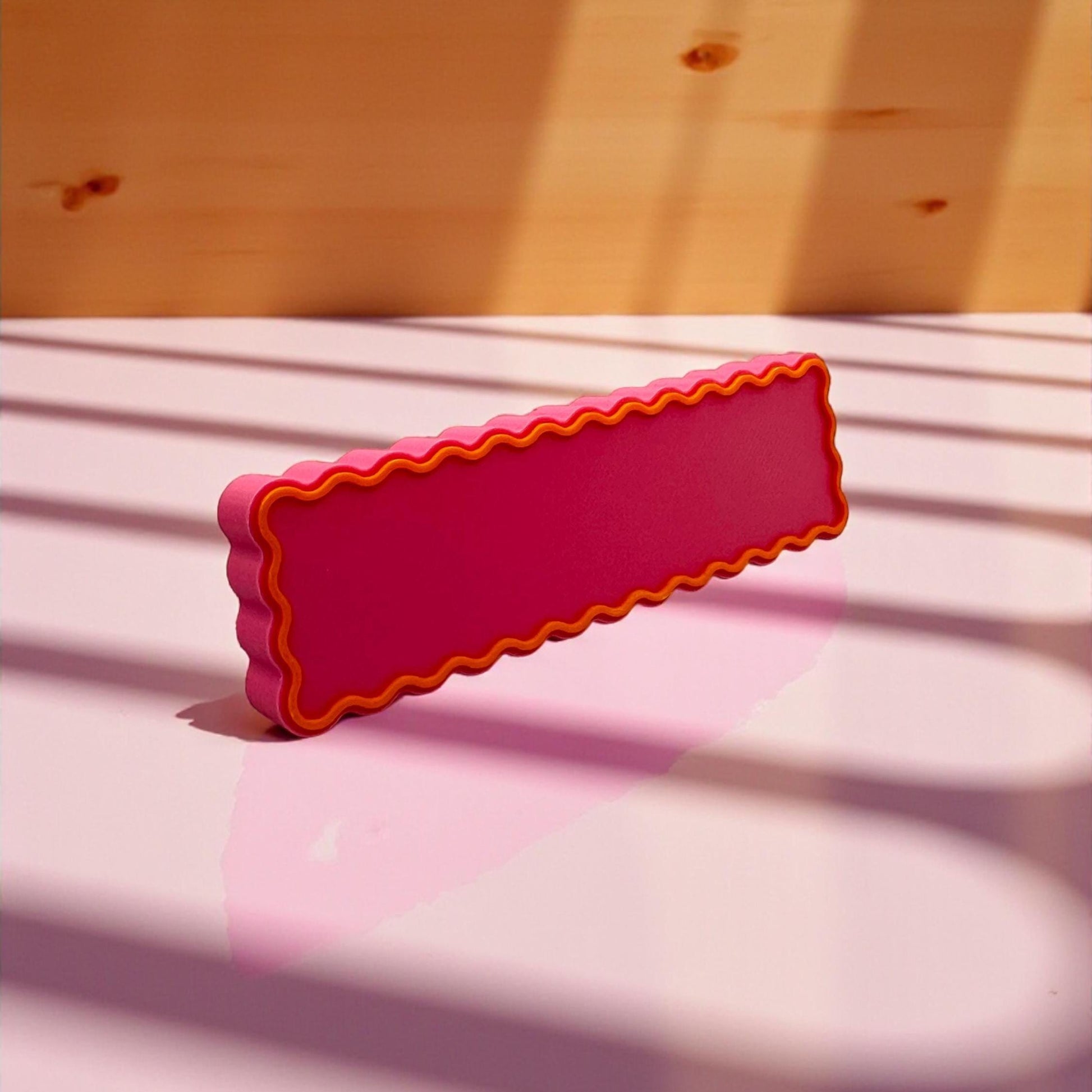 Retro Pink and Orange 3D Printed Drawer Pull – Wavy Scalloped Cabinet Handle for Dresser, Wardrobe, Kitchen Drawers, Nursery Furniture, Kids Room Storage, Craft Cabinet Hardware, Colorful Vintage Style Knob Replacement
