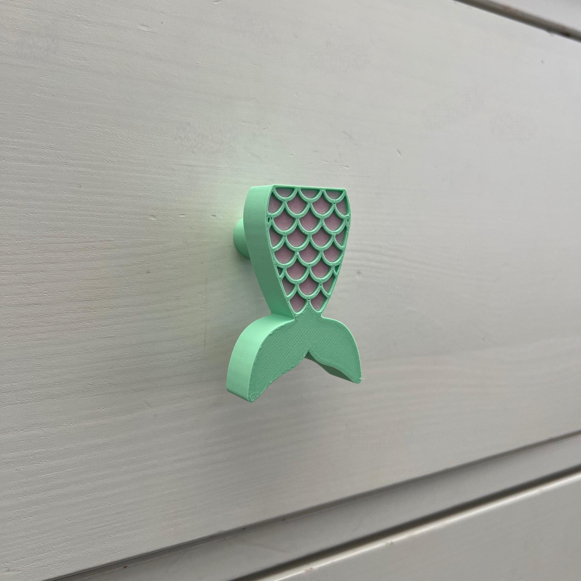 3D Printed Mermaid Tail Drawer Pull: Mint Green Kids Room Decor