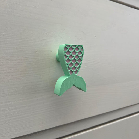 3D Printed Mermaid Tail Drawer Pull: Mint Green Kids Room Decor