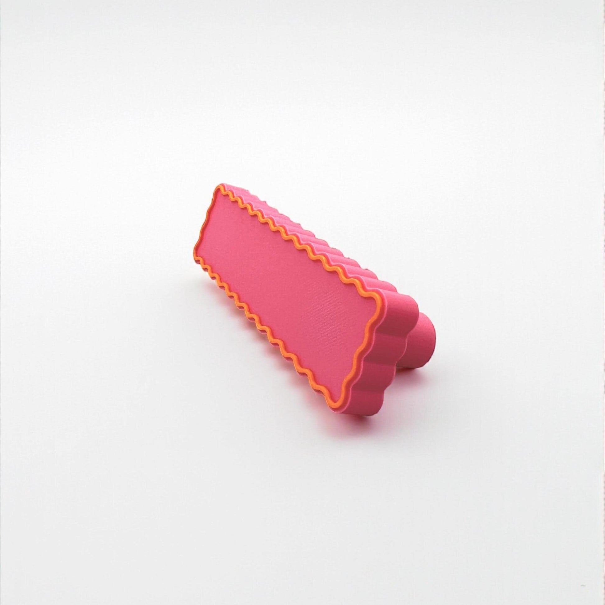 Retro Pink and Orange 3D Printed Drawer Pull – Wavy Scalloped Cabinet Handle for Dresser, Wardrobe, Kitchen Drawers, Nursery Furniture, Kids Room Storage, Craft Cabinet Hardware, Colorful Vintage Style Knob Replacement